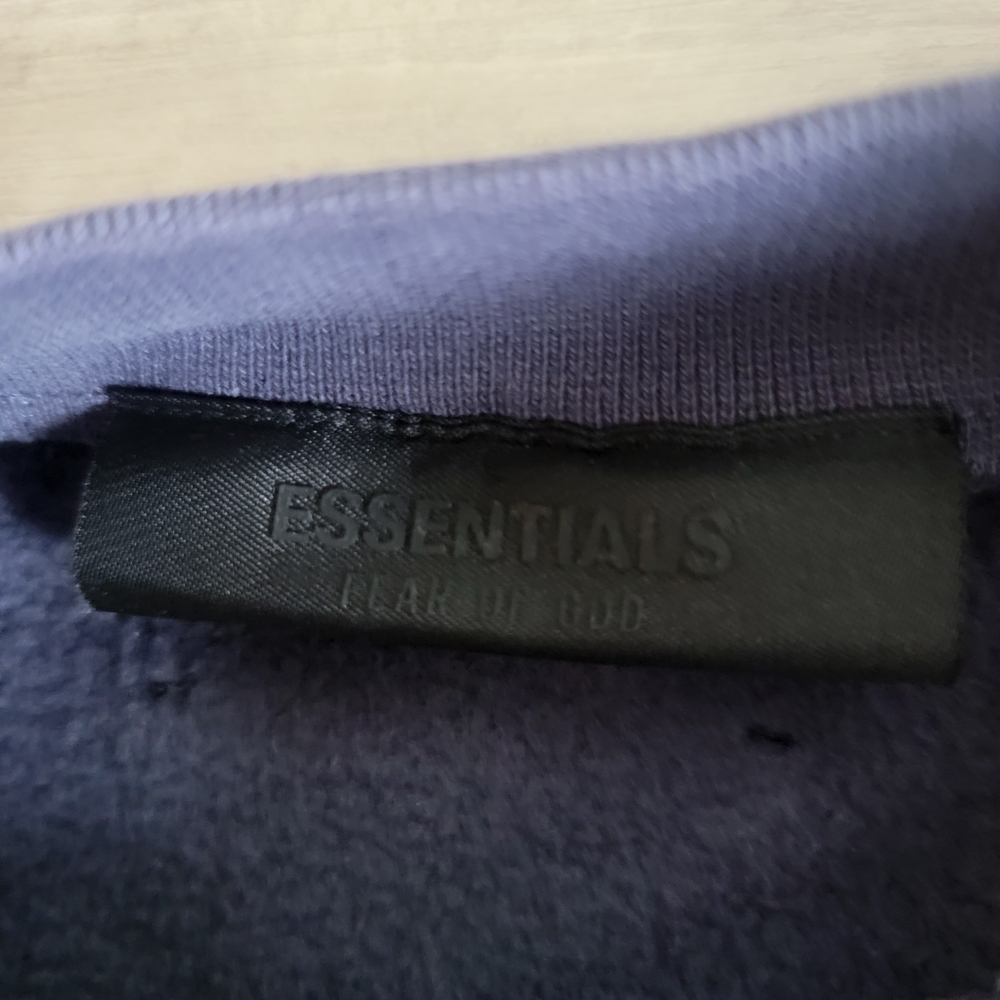 Fear of God Essentials Blue Crewneck Sweater with Ribbed Cuffs - Picture 5 of 13